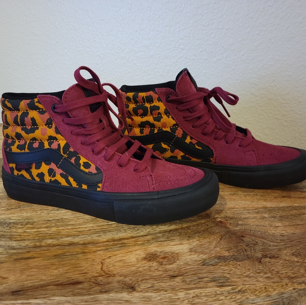 NEW Vans sk8 hi-pro leopard print M5 W6.5 - Picture 1 of 8
